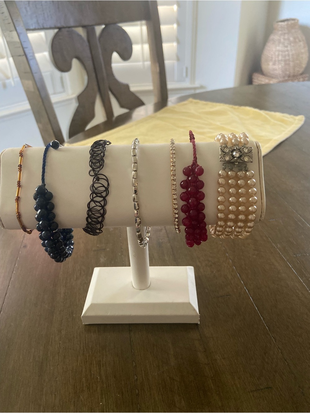 Lot of Assorted Beaded & Pearl Bracelet Set - Red, Navy, Black Pearl take a look